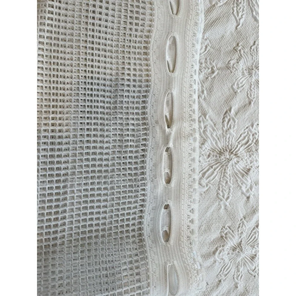 Kitchen‎ Window Valance Fabric Knit Lace Country vtg White 8 yards x 23